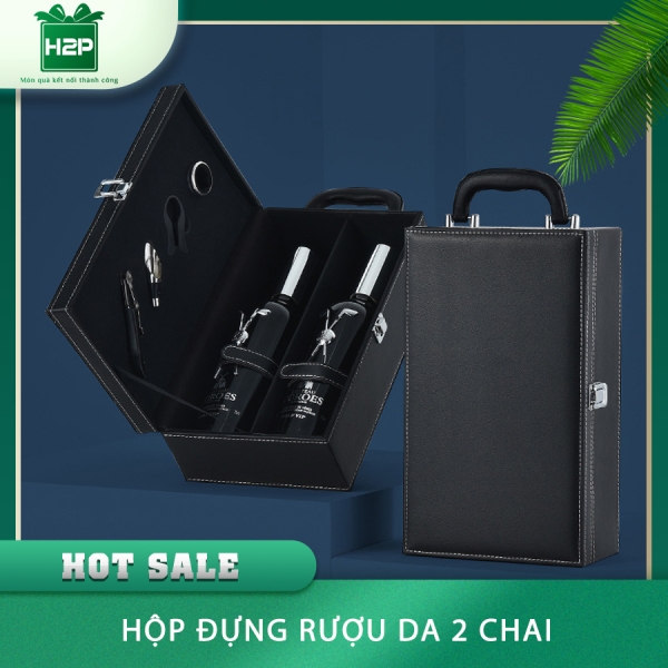 HỘP RƯỢU DA 2 CHAI HDRD-12